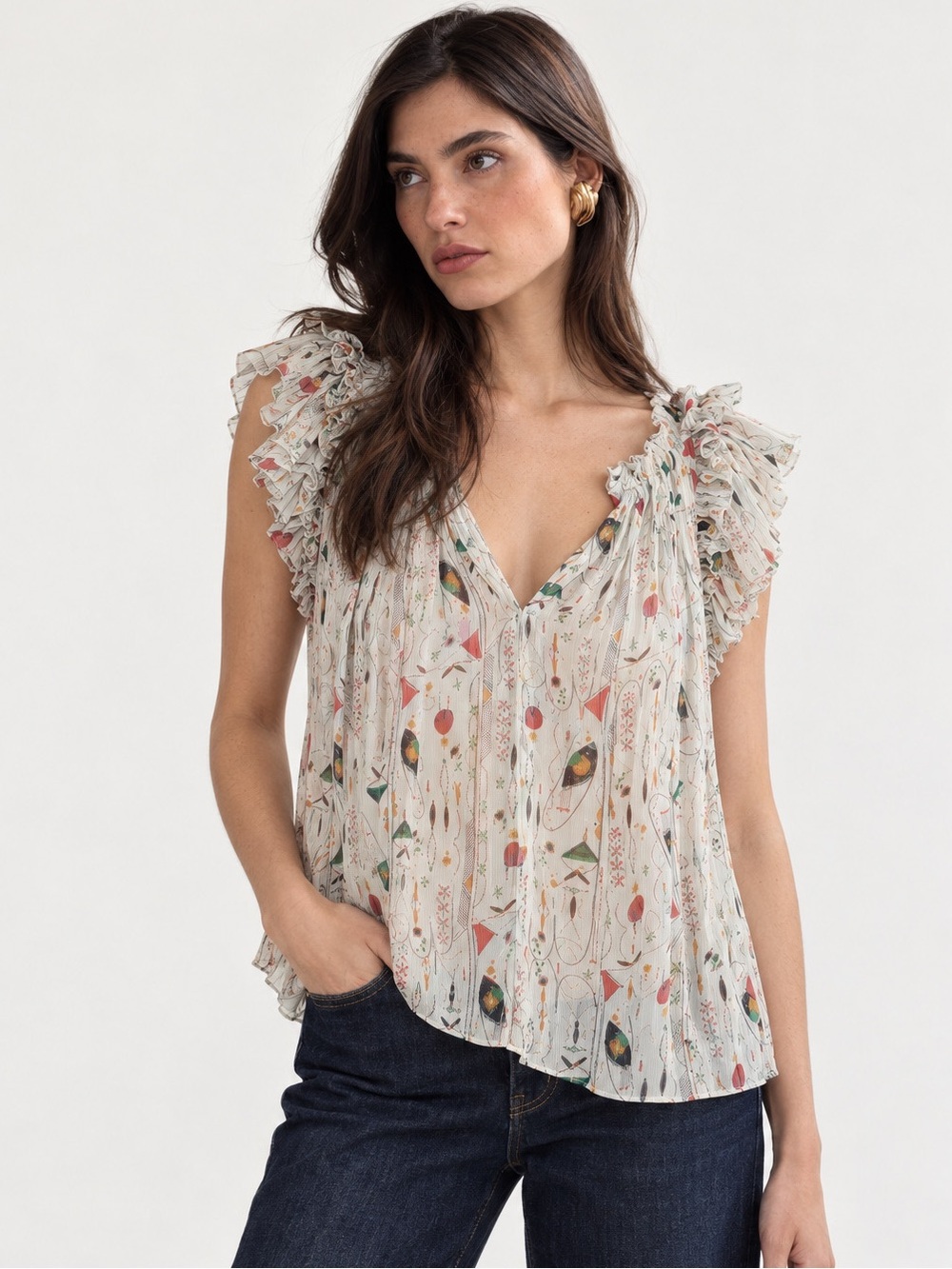 New Isabel Marant Silk Ruffled Blouse size 4